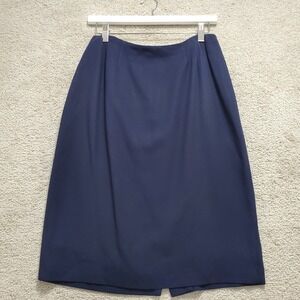 Linda Allard Ellen Tracy Pencil Skirt Womens 8 Blue Capsule Career Back Slit